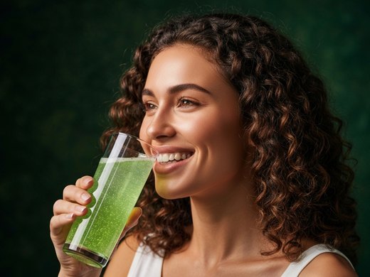 A glass of refreshing green herbal drink